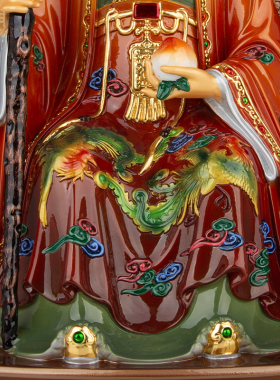 纯铜泰山奶奶家用供奉坐像摆件