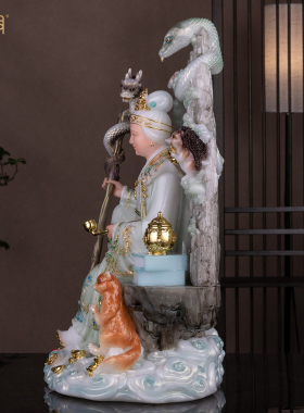 汉白玉铁刹山黑妈妈神像供奉摆件