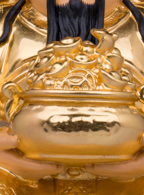 纯铜彩绘财神爷神像招财供奉摆件