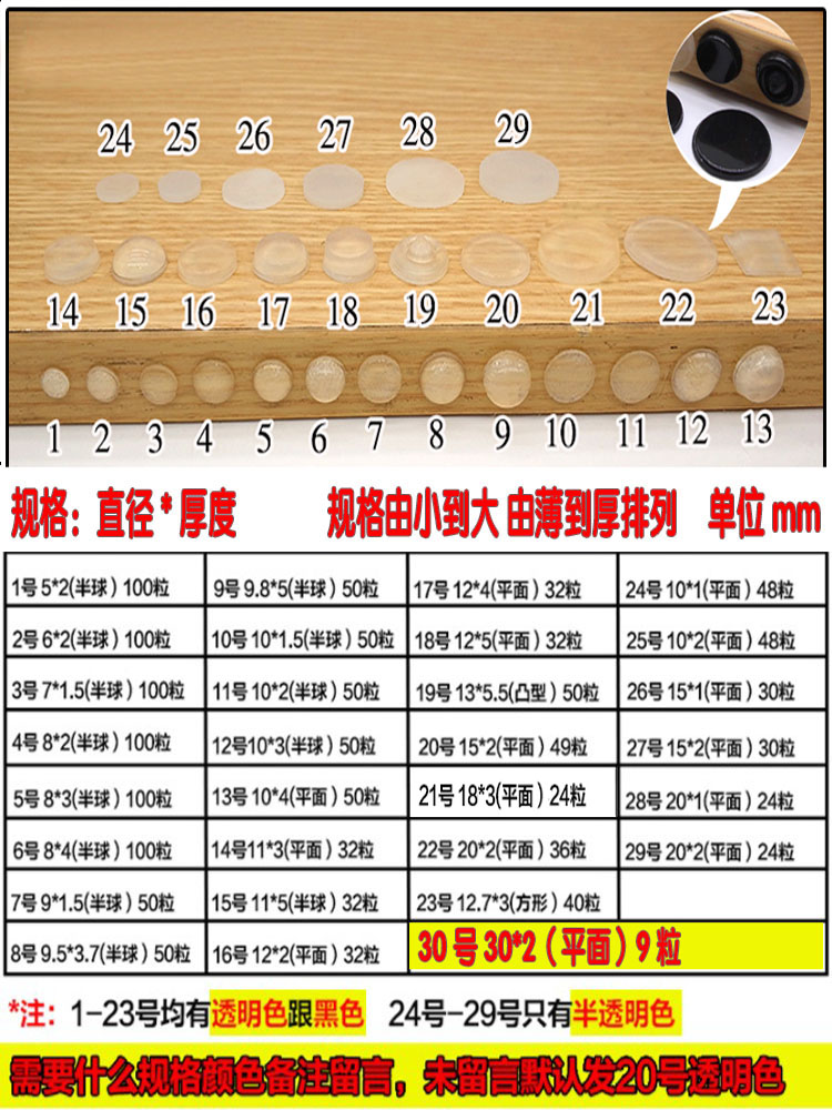 3M橱柜门消音胶垫粘贴式透明防撞粒防滑防碰胶粒硅胶防撞垫缓冲垫-图1