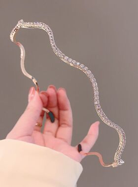 玉簟秋陶紫宜郭宇欣同款发箍复古轻奢波浪满钻超闪细边头箍发饰女