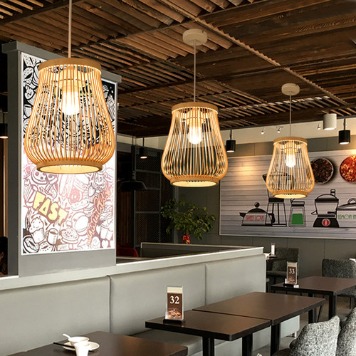 中式竹编竹艺吊灯禅意茶室餐厅灯笼火锅店民宿东南亚创意日式灯具 - 图2