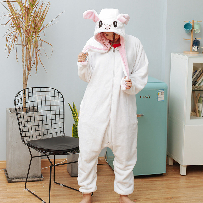 皮卡丘连体网红男女情侣卡通睡衣 浅尚玫瑰睡衣/家居服套装