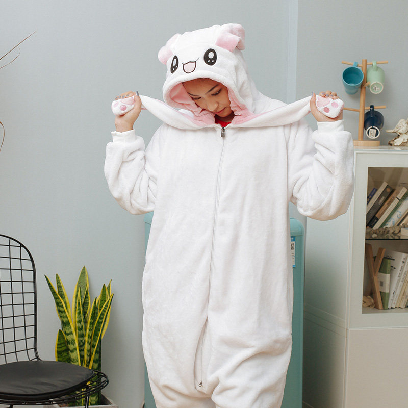 皮卡丘连体网红男女情侣卡通睡衣 浅尚玫瑰睡衣/家居服套装