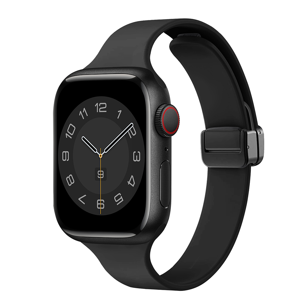 适用苹果14mm小蛮腰磁吸折叠扣硅胶手表带iwatch987654SE2Ultra49 - 图3