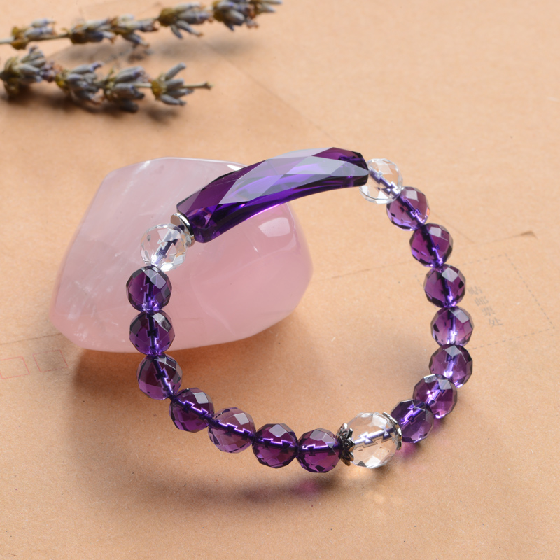 石头记正品有情世界合成紫水晶手链串单圈闺蜜韩版女个性节日礼物