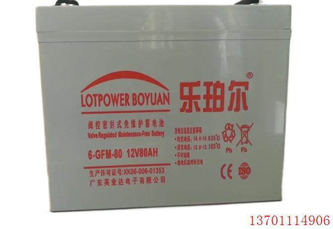 乐珀尔蓄电池6-GFM-80铅酸性 乐珀尔12V80AH太阳能 UPS电源直流屏