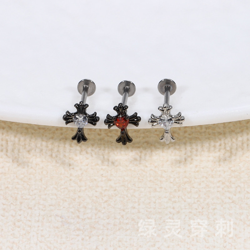 绿灵 白马骑士 亚比十字架个性唇钉钢钛外螺纹耳骨钉辣妹穿刺饰品,淘宝优惠券,粉丝福利购,淘宝优惠卷