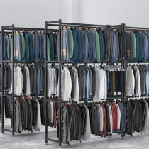 Clothing Hanging Clothes Display Mobile Shelving Storeroom Leather Grass Leather Clothes Rack Spring Summer Autumn Winter Clothing Suit Double Barrack Hanger