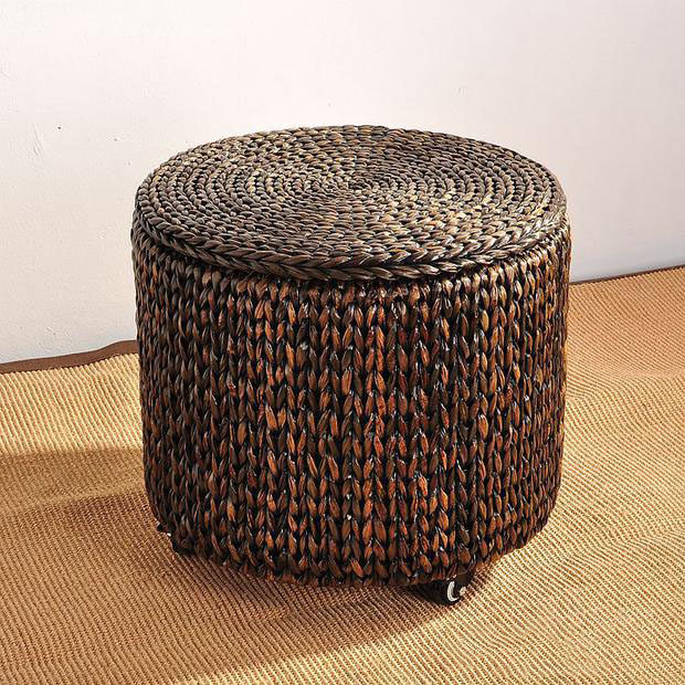 Retro American style pastoral round storage stool with cover