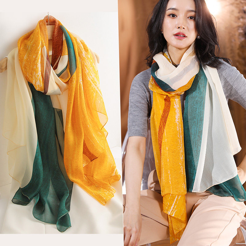 杭州2022新款春秋防晒高端高档丝巾 杭丝路围巾/丝巾/披肩