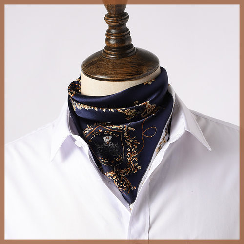 真丝丝巾小方巾围巾男士围脖脖子西装领巾西服秋冬季薄款男式丝绸 - 图1