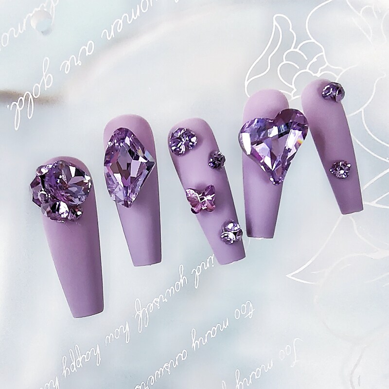 K9水晶美甲钻紫罗兰尖底多切面超闪指甲异形钻立体水滴肥方爱心钻,淘宝优惠券,粉丝福利购,淘宝优惠卷