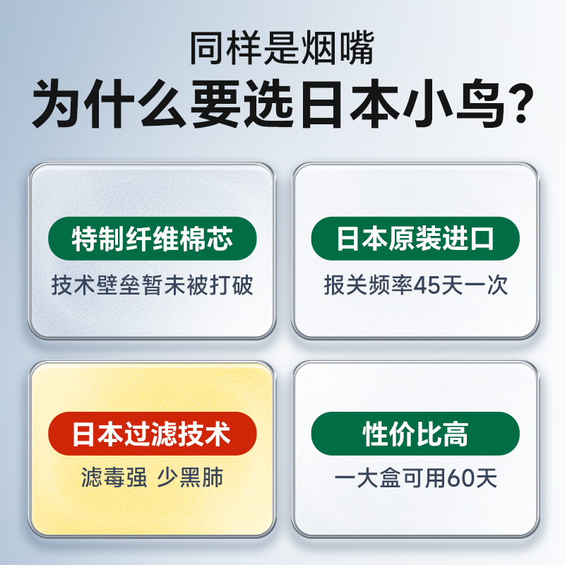 日本进口绿鸟小鸟烟嘴HERB一次性香烟焦油过滤嘴中细支抽烟过滤器-图0