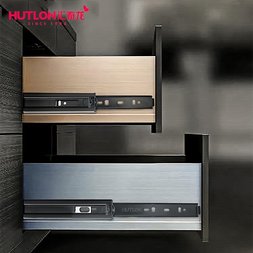 汇泰龙阻尼轨道抽屉缓冲侧装滑道旗舰店三节导轨重型滚珠静音滑道 - 图0