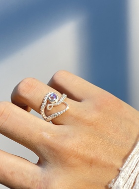 囚徒原创善琢自定义首饰月光石章鱼戒指小众天然宝石月光石