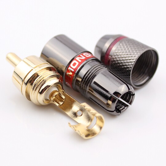 RCA Lotus male plug, Monster audio cable plug, RCA plug, self-locking cable