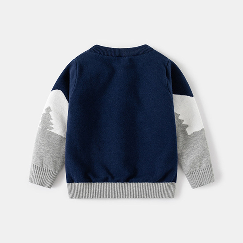 儿童双层针织棉纱毛衣2026秋冬款童装男童雪山小熊套头保暖打底衫,淘宝优惠券,粉丝福利购,淘宝优惠卷