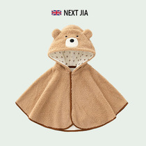 UK NEXT JIA baby out for warm cloak baby windproof shawl jacket winter small bear gush cloister