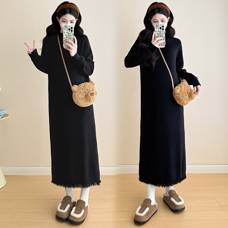 秋冬季新款哺乳连衣裙外出潮妈产后高端孕妇装流苏针织喂奶连衣裙,淘宝优惠券,粉丝福利购,淘宝优惠卷