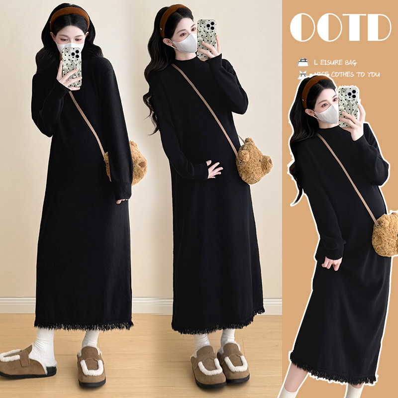 秋冬季新款哺乳连衣裙外出潮妈产后高端孕妇装流苏针织喂奶连衣裙,淘宝优惠券,粉丝福利购,淘宝优惠卷