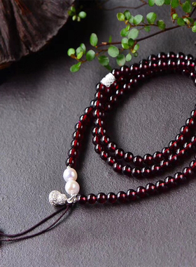 天然石榴石手链3圈石