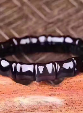 天然黑曜石手镯 黑曜石手牌 黑曜石手排 黑曜石手链