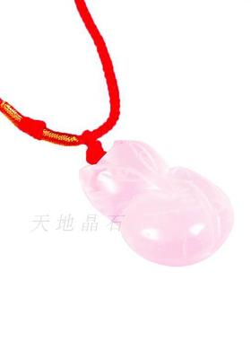 天然粉晶项链狐狸吊坠