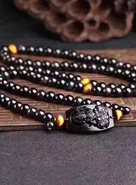 天然黑曜石手串属蛇佛珠