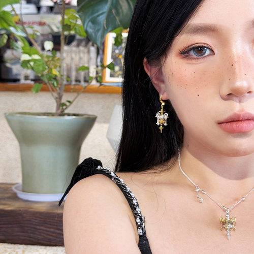 向流星许愿/元术乐之双色可旋转耳饰许愿池耳钩梦幻小众礼物绝美 - 图1