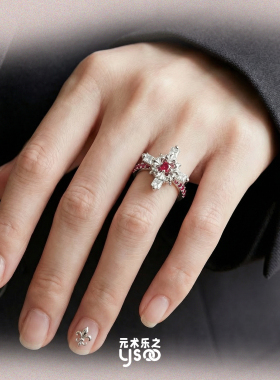 元术乐之宫廷风十字架开口戒