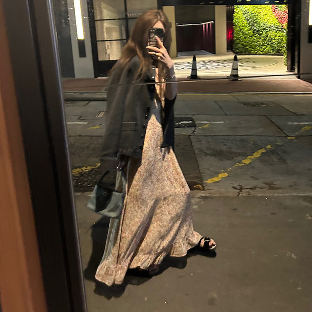 Avocadong gentle little daisy slimming bust design floral skirt small fresh suspender dress