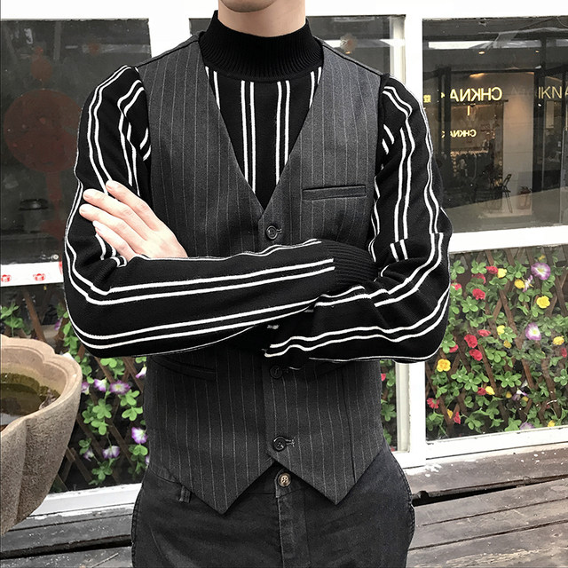 Autumn and winter new suit vest men's Korean version British retro style slim casual professional formal suit vest trend