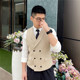 British double-breasted vest men's casual business slim solid color waistcoat vest men's suit vest