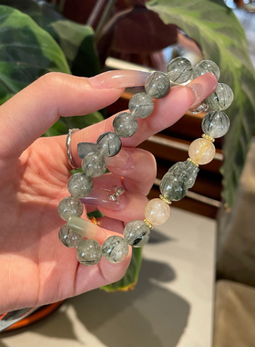 绿发晶水晶手链女新款轻奢小众精致设计感金发晶手串高气场手饰品