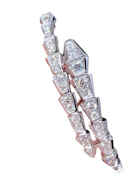 蛇形手镯开口莫桑钻蛇骨手镯