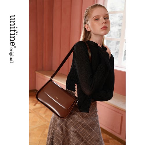 【悦己好礼】unifine新款复古斜挎包女小众设计通勤高级质感包包 - 图3