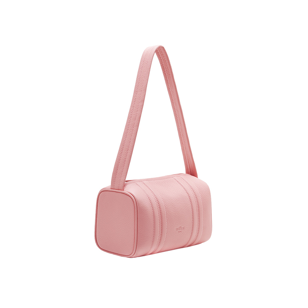 unifine新款粉色圆筒包女小众设计真皮腋下包单肩手提包包 - 图3