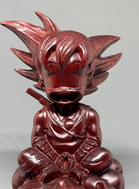 天然紫檀木雕龙珠悟空手办工艺品