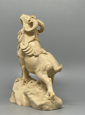 领头羊摆件黄杨木整料雕刻工艺品