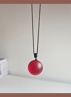 高端宝石天然库尔勒血陨石玻璃大颗粒转运珠原石吊坠圆球项链28mm
