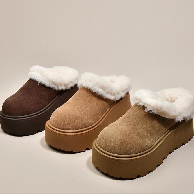 撤柜款特价清厚底加绒毛毛勃肯鞋女包头半拖外穿小个子雪地棉拖鞋,淘宝优惠券,粉丝福利购,淘宝优惠卷