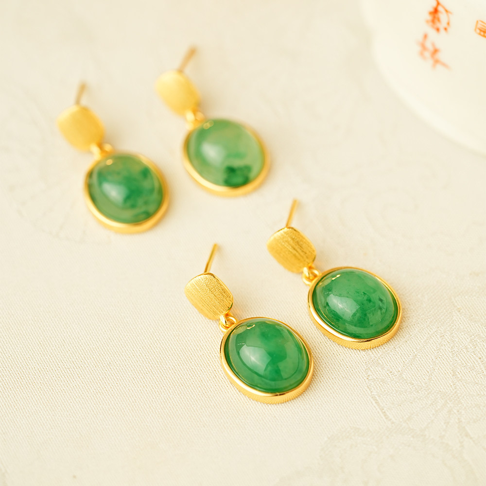 御臻珠宝｜非洲翠｜S925银｜耳饰耳钉耳坠设计款多样性蛋面翠绿,淘宝优惠券,粉丝福利购,淘宝优惠卷