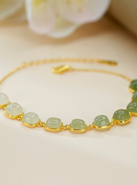 天然和田玉渐变手链气质轻奢