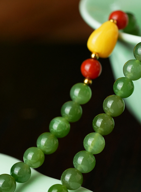 御臻珠宝和田玉晴水双圈手链项链