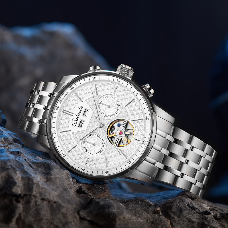 卡罗莱2021新款时尚官方飞轮机械表 卡罗莱乔邦国产腕表