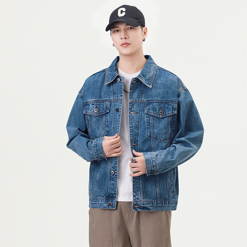 美式复古多口袋翻领牛仔外套男2025秋季宽松大码痞帅水洗工装夹克,淘宝优惠券,粉丝福利购,淘宝优惠卷