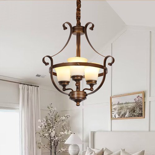 美式复古别墅楼梯小吊灯餐厅灯卧室灯书房灯阳台灯单头设计师款 - 图1