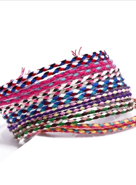 Carykon 友谊手链男手工编织棉亚麻可调节中性款手绳女闺蜜二三人