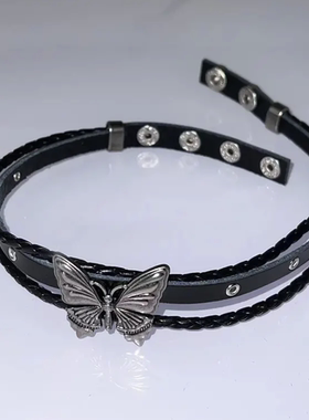 辣妹暗黑蝴蝶朋克摇滚风少女项链